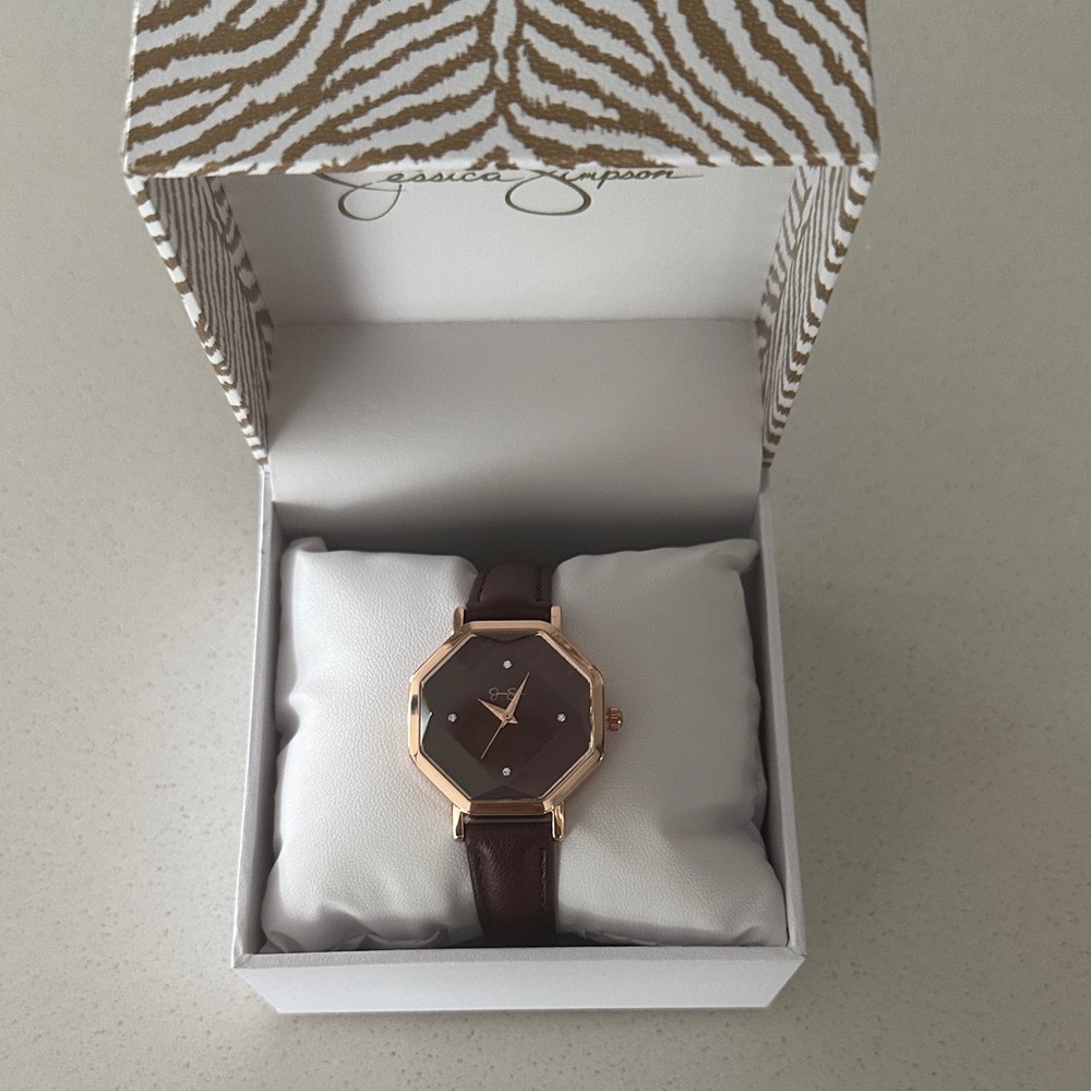 Jessica Simpson Rose Gold and Brown Watch